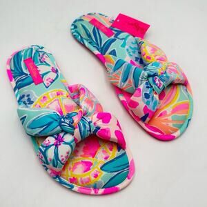 NEW - Lilly Pulitzer Multicolor Knotted Slide Sandals - SIZE L - LARGE 9-10-11